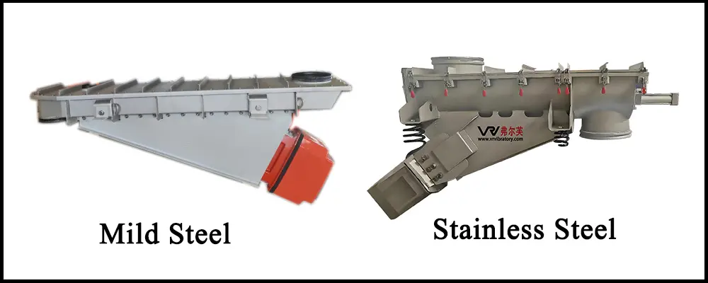 electromagnetic vibrating feeder mild steel vs stainless steel construction comparison