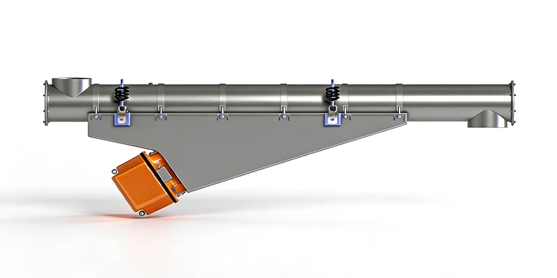 Tubular vibrating conveyor for enclosed industrial material transport and bulk handling